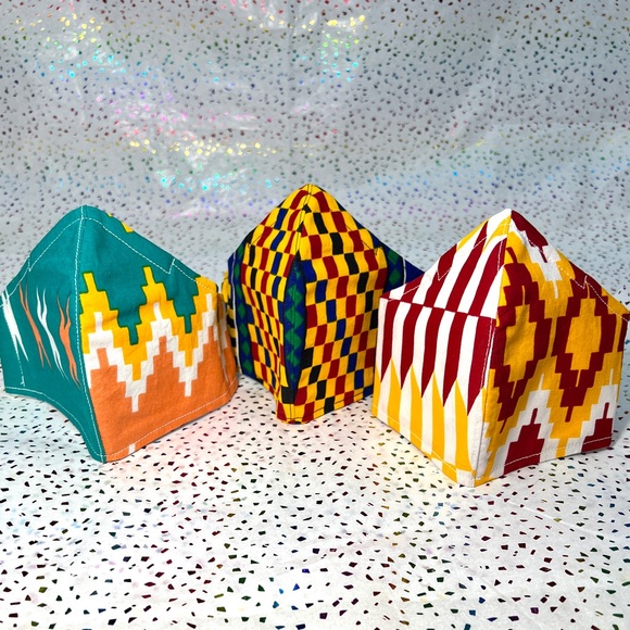 Set of 3 100% Cotton 3-Layer Masks + lanyards and Filters - Picture 2 of 12